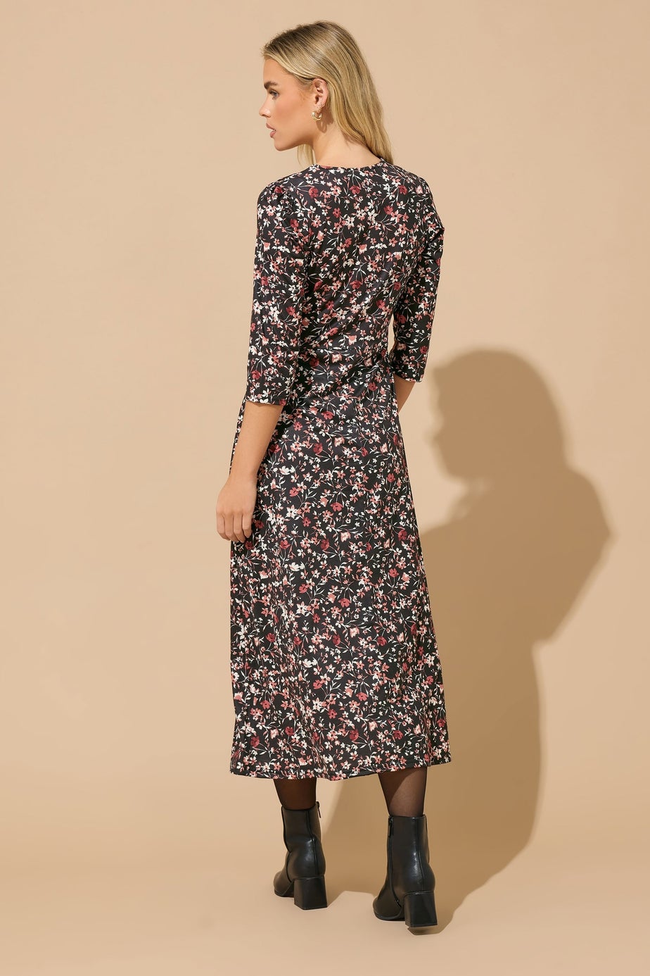 M&Co Petite Black Floral Midi Dress
