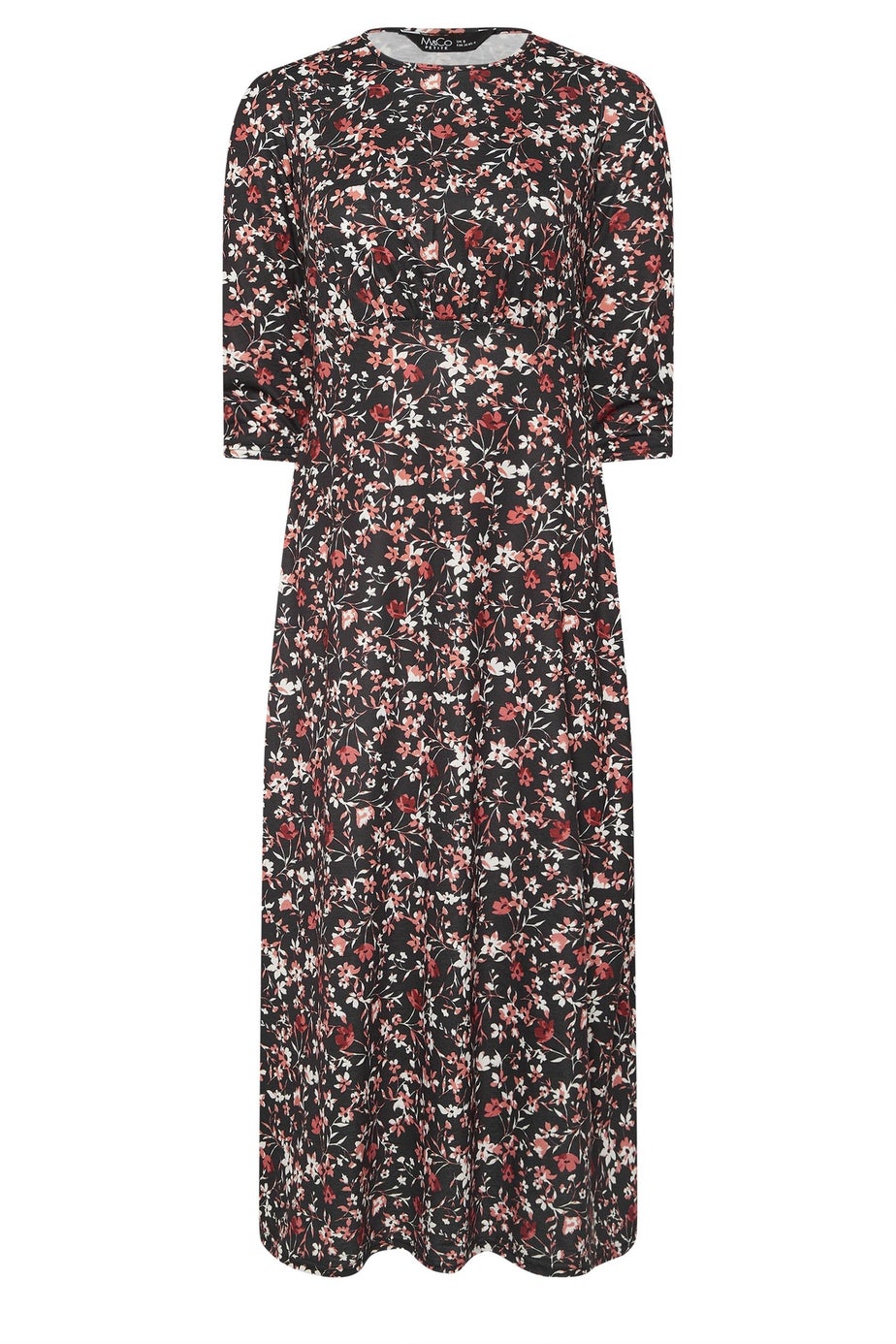 M&Co Petite Black Floral Midi Dress