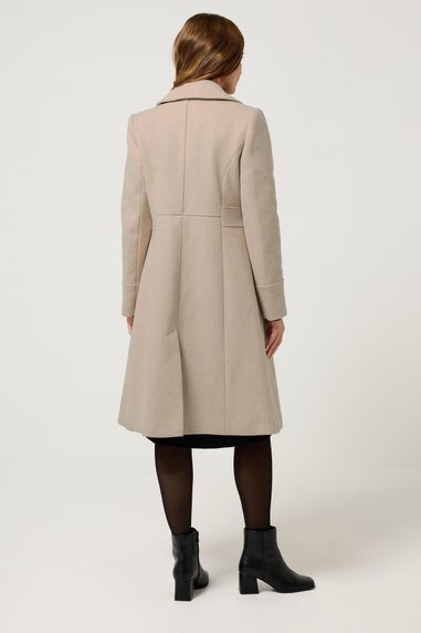 M&Co Natural Double Breasted Midi Coat