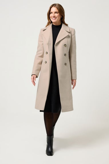 M&Co Natural Double Breasted Midi Coat