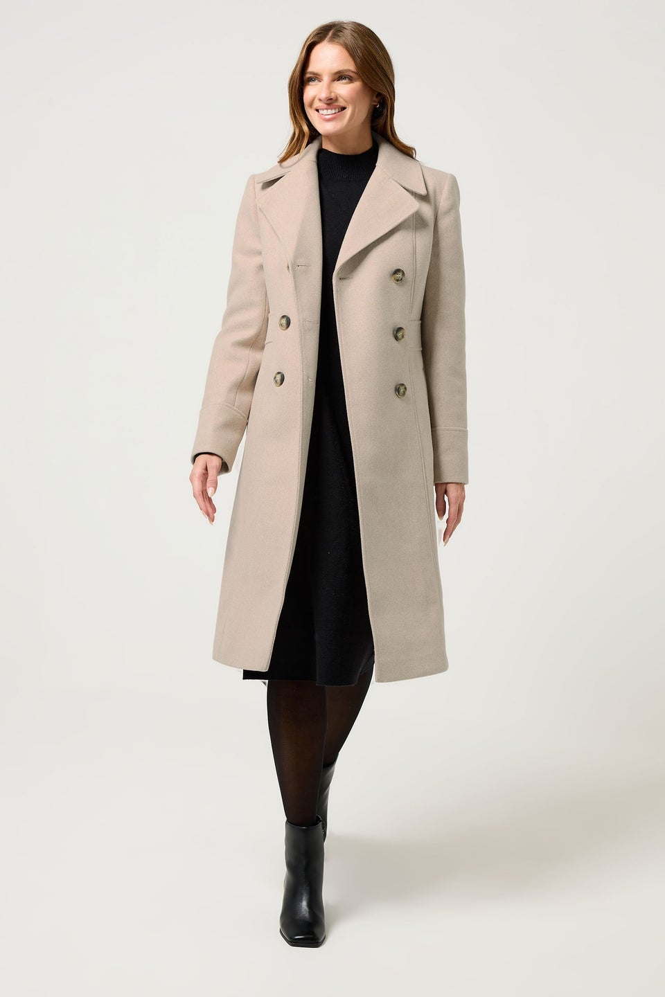 M&Co Natural Double Breasted Midi Coat