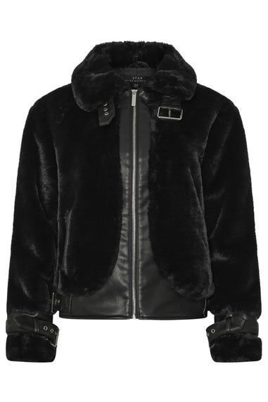 Star By Julien Macdonald Black Faux Fur Coat