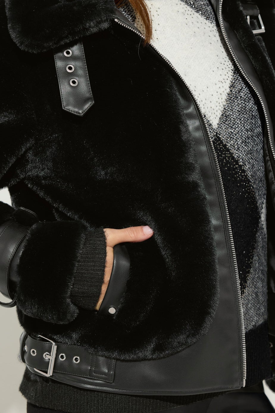 Star By Julien Macdonald Black Faux Fur Coat