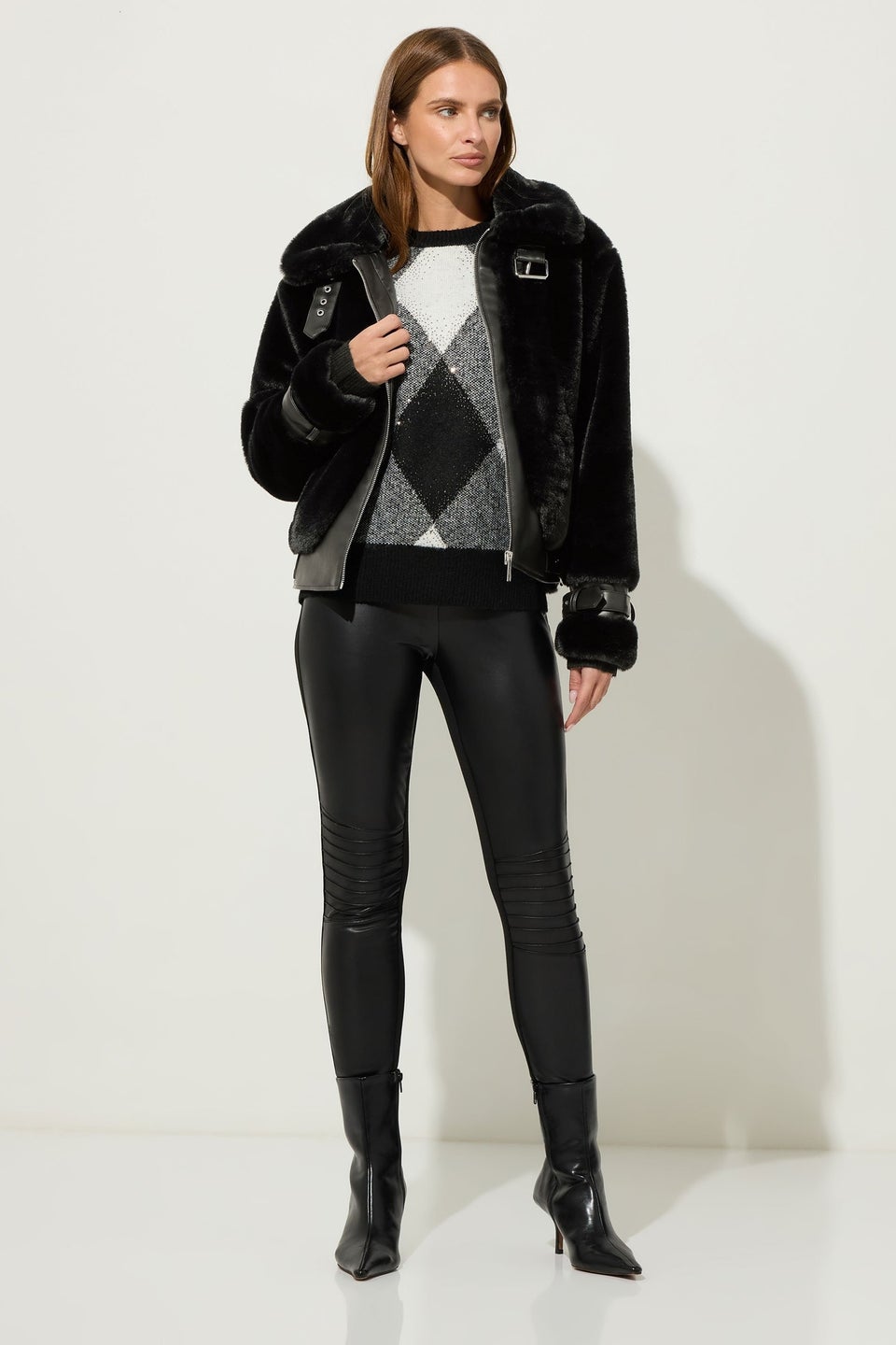 Star By Julien Macdonald Black Faux Fur Coat