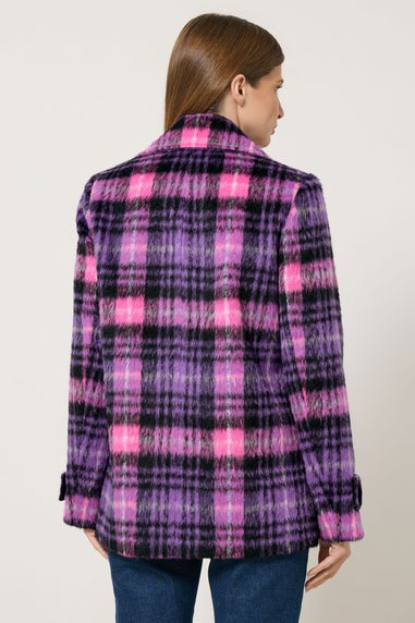 Star By Julien Macdonald Purple Checked Button Through Coat