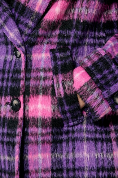 Star By Julien Macdonald Purple Checked Button Through Coat