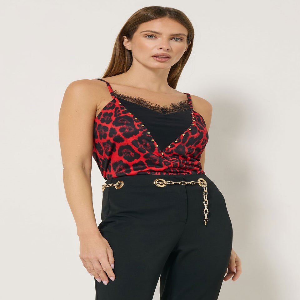 Star By Julien Macdonald Red Leopard Print Cami Top