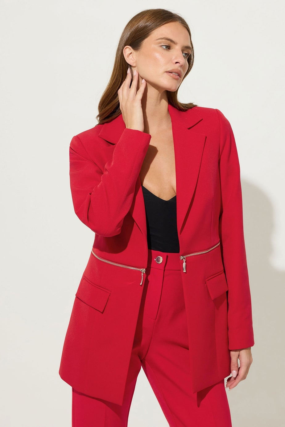Star By Julien Macdonald Red Zip Waist 2-In-1 Blazer