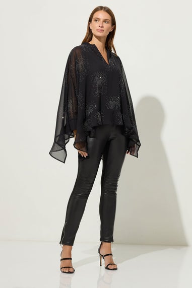 Star By Julien Macdonald Black Embellished Cape Blouse
