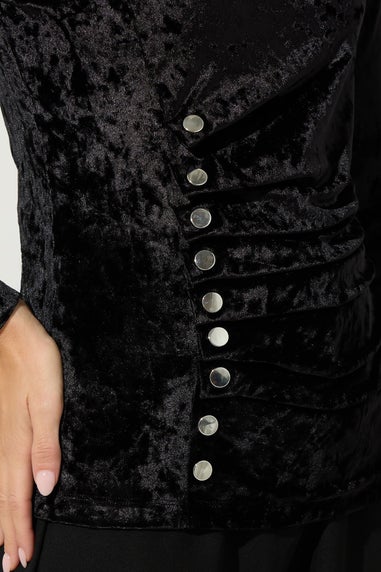 Star By Julien Macdonald Black Velvet Button Detail Top