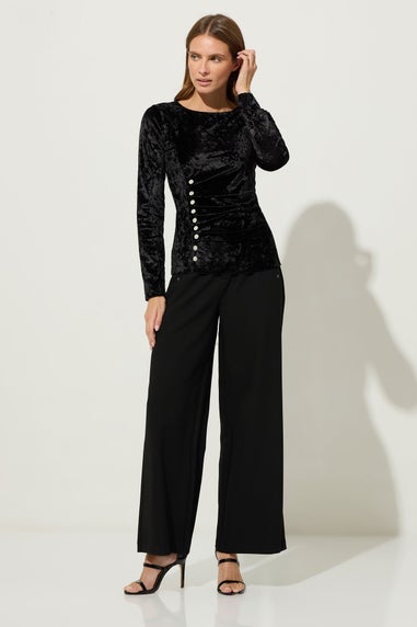 Star By Julien Macdonald Black Velvet Button Detail Top