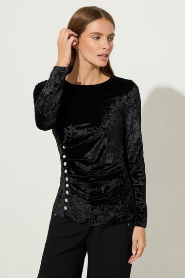 Star By Julien Macdonald Black Velvet Button Detail Top