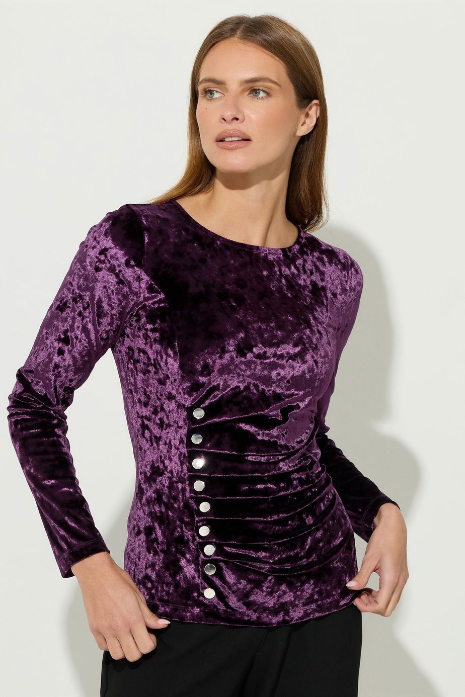 Star By Julien Macdonald Purple Velvet Button Detail Top