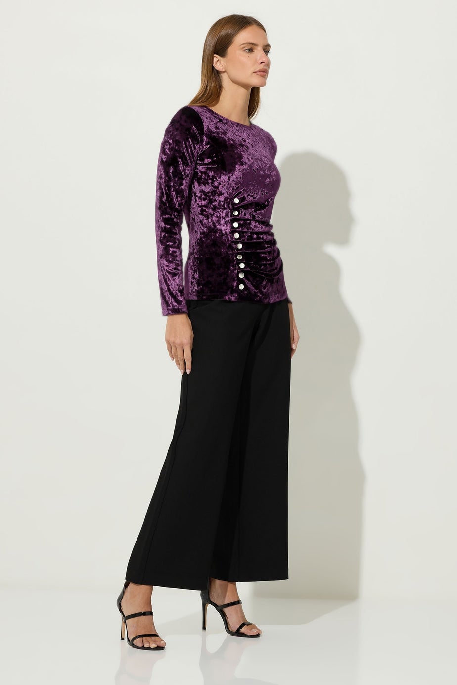Star By Julien Macdonald Purple Velvet Button Detail Top