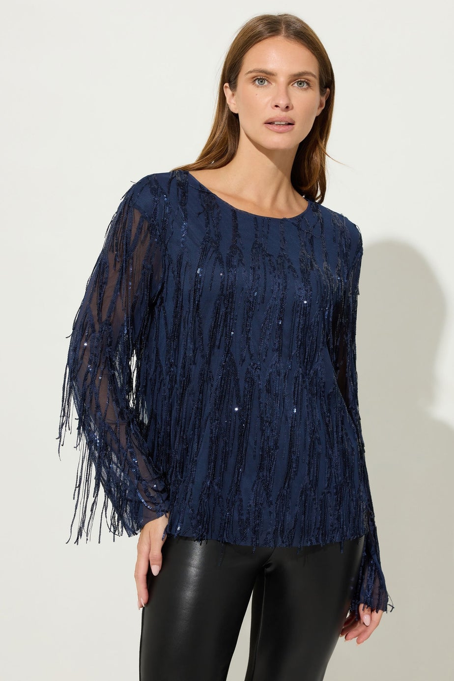 Star By Julien Macdonald Navy Blue Sequin Tassel Top