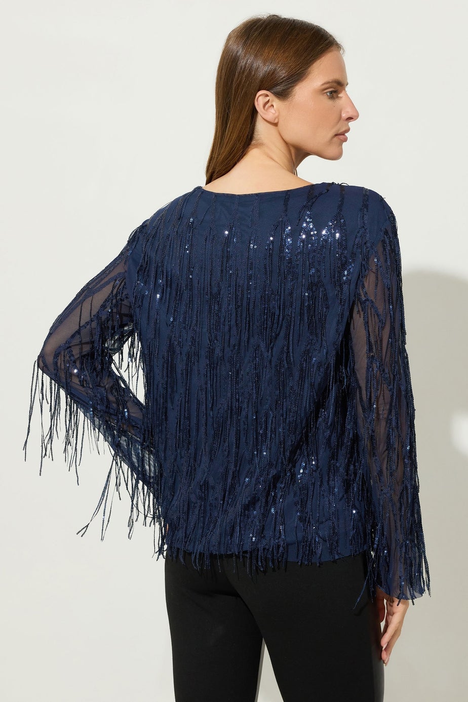 Star By Julien Macdonald Navy Blue Sequin Tassel Top