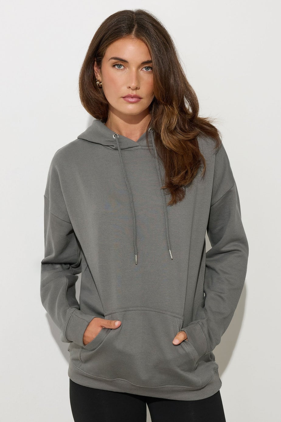 Long Tall Sally Charcoal Grey Drawstring Hoodie