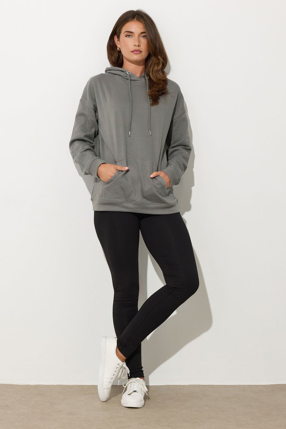 Long Tall Sally Charcoal Grey Drawstring Hoodie