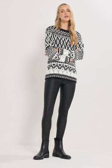 Long Tall Sally Black & White Fairisle Jumper