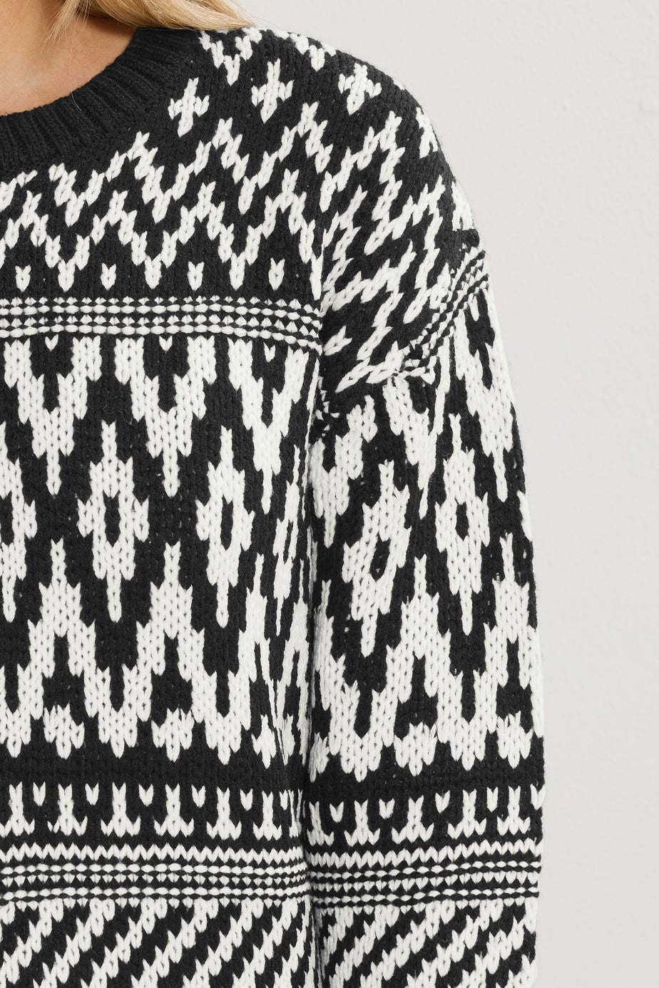 Long Tall Sally Black & White Fairisle Jumper