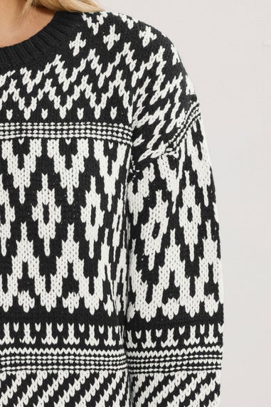 Long Tall Sally Black & White Fairisle Jumper