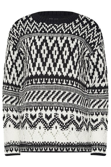 Long Tall Sally Black & White Fairisle Jumper