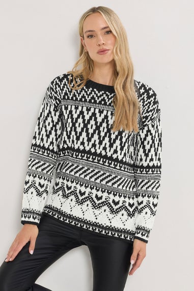 Long Tall Sally Black & White Fairisle Jumper