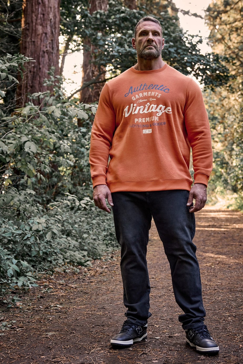 BadRhino Rust Orange 'Authentic Vintage' Graphic Sweatshirt