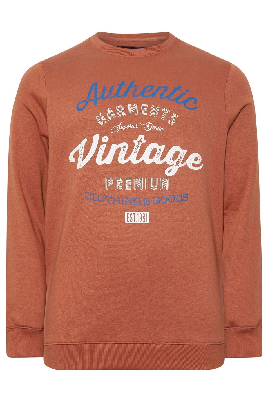 BadRhino Rust Orange 'Authentic Vintage' Graphic Sweatshirt