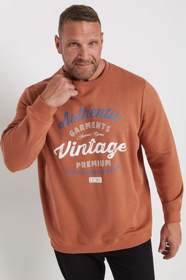 BadRhino Rust Orange 'Authentic Vintage' Graphic Sweatshirt