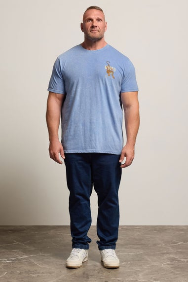 BadRhino Light Blue Acid Wash Kyoto Tiger Graphic T-Shirt