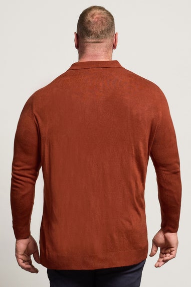 BadRhino Burnt Red Cable Knit Polo Shirt