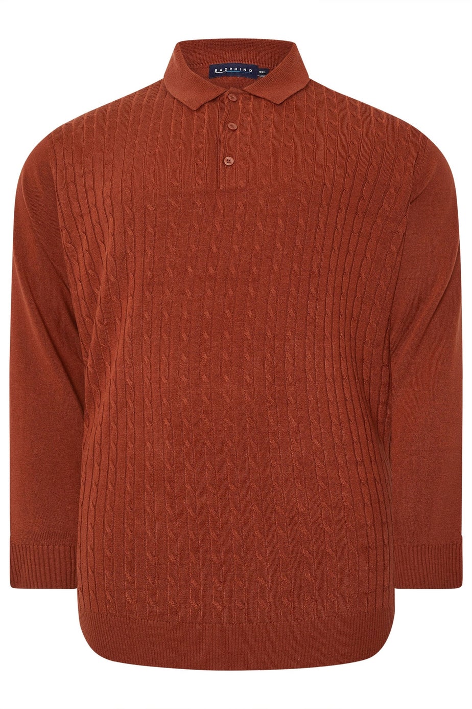 BadRhino Burnt Red Cable Knit Polo Shirt