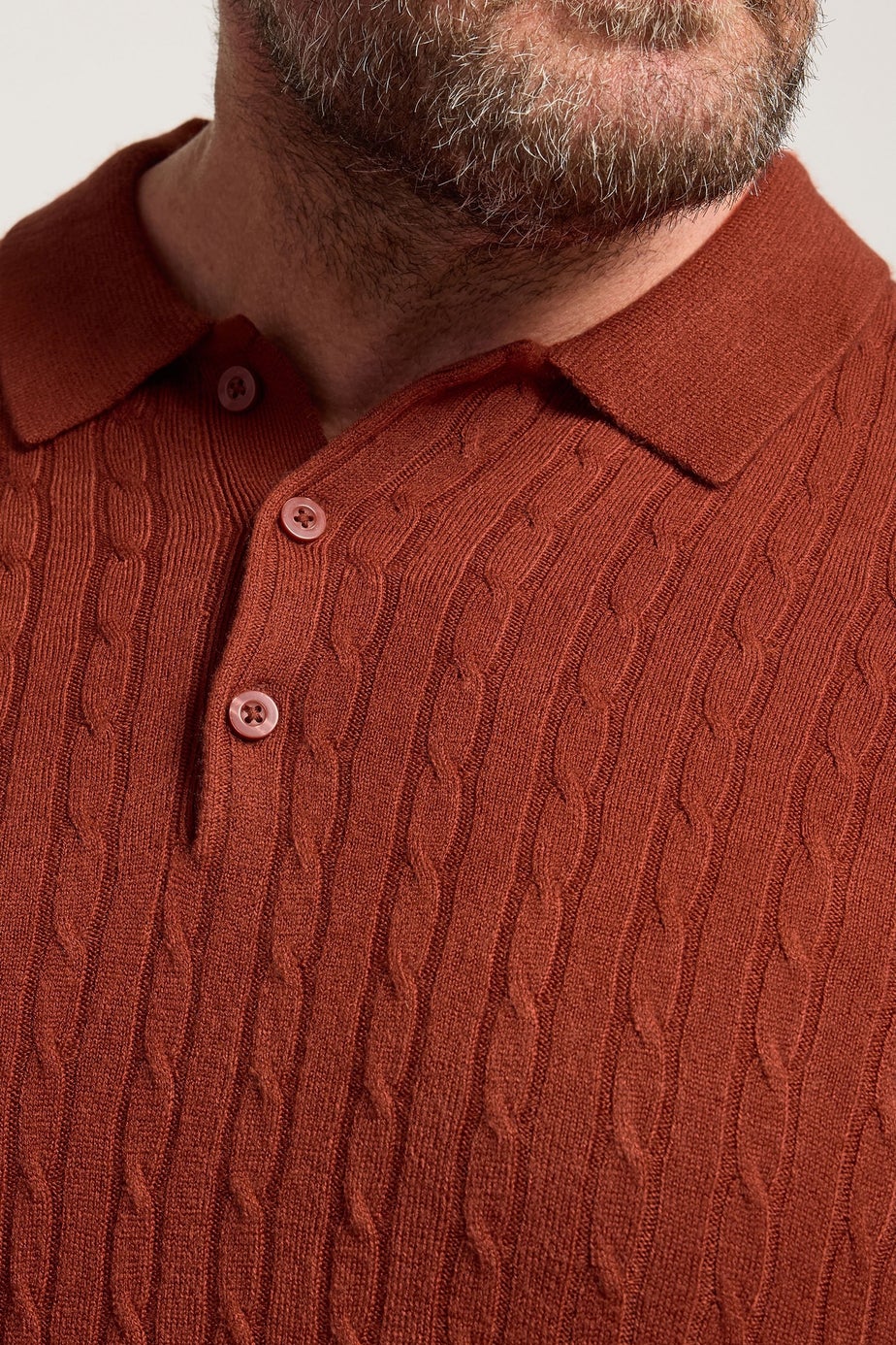 BadRhino Burnt Red Cable Knit Polo Shirt