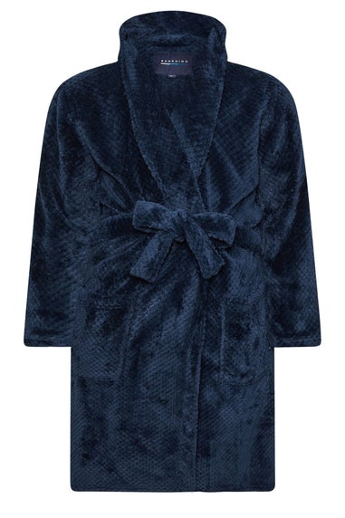 BadRhino Navy Blue Textured Fleece Dressing Gown