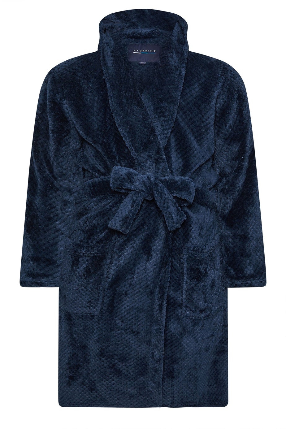 BadRhino Navy Blue Textured Fleece Dressing Gown