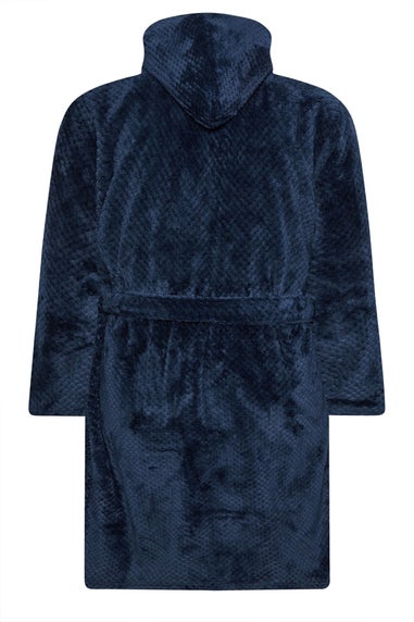 BadRhino Navy Blue Textured Fleece Dressing Gown