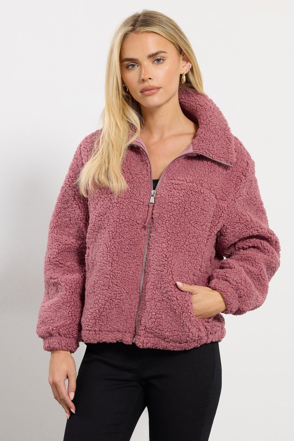 M&Co Petite Pink Zip Through Fleece Jacket
