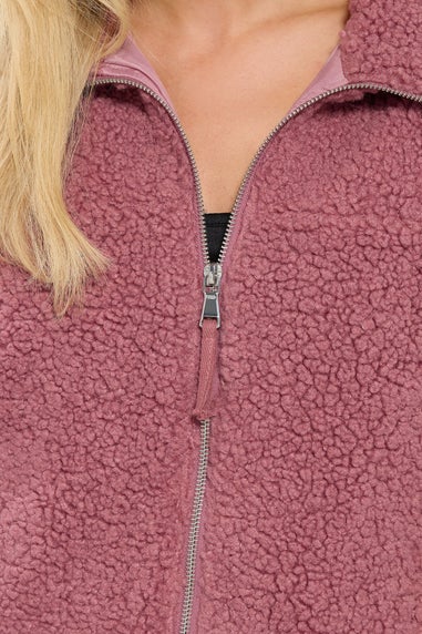 M&Co Petite Pink Zip Through Fleece Jacket