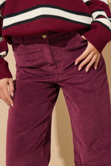 M&Co Petite Berry Red Cord Wide Leg Trousers
