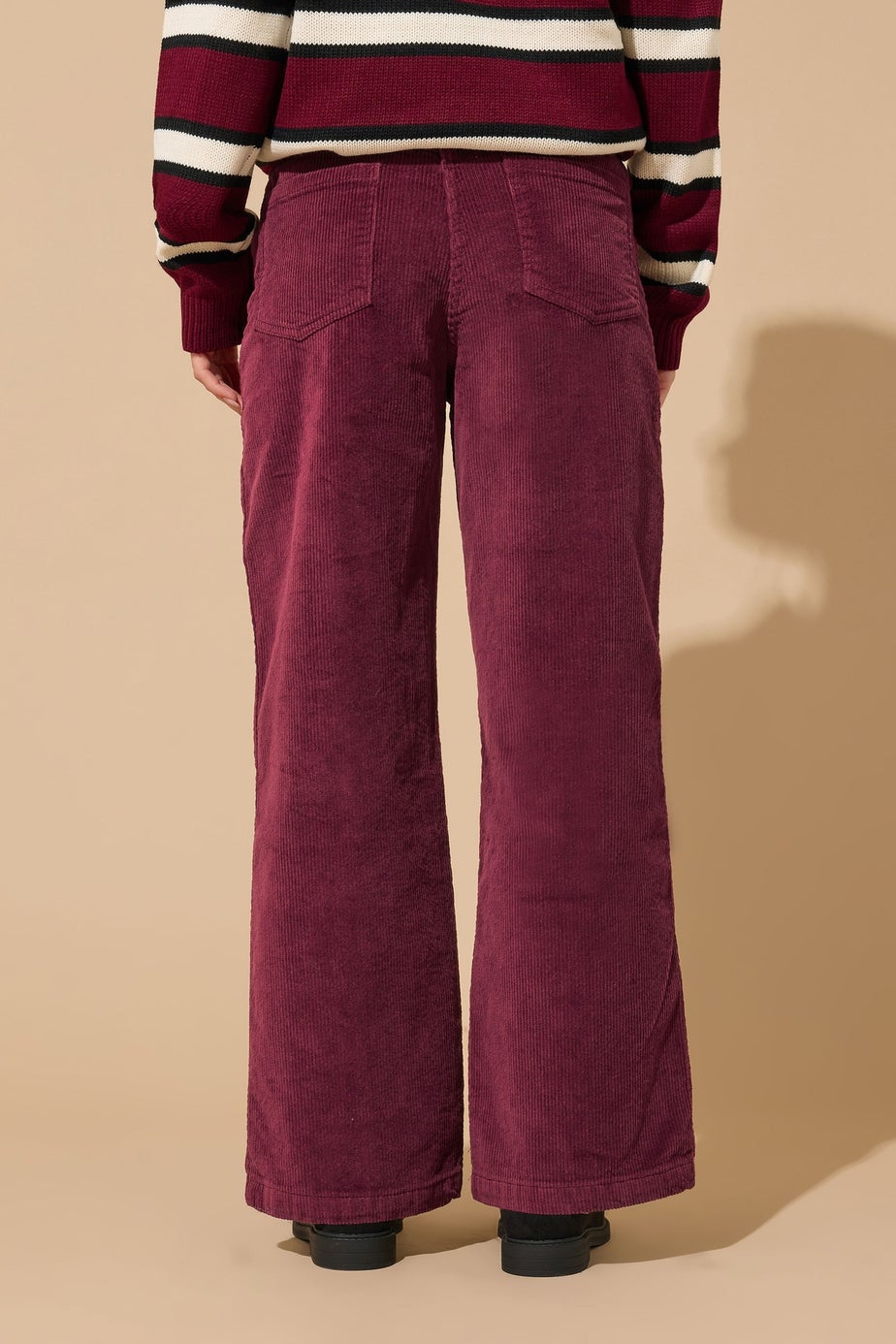 M&Co Petite Berry Red Cord Wide Leg Trousers