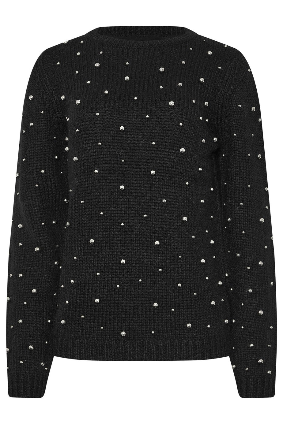 Long Tall Sally Black Stud Crew Neck Jumper