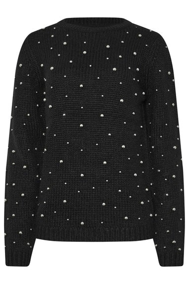 Long Tall Sally Black Stud Crew Neck Jumper