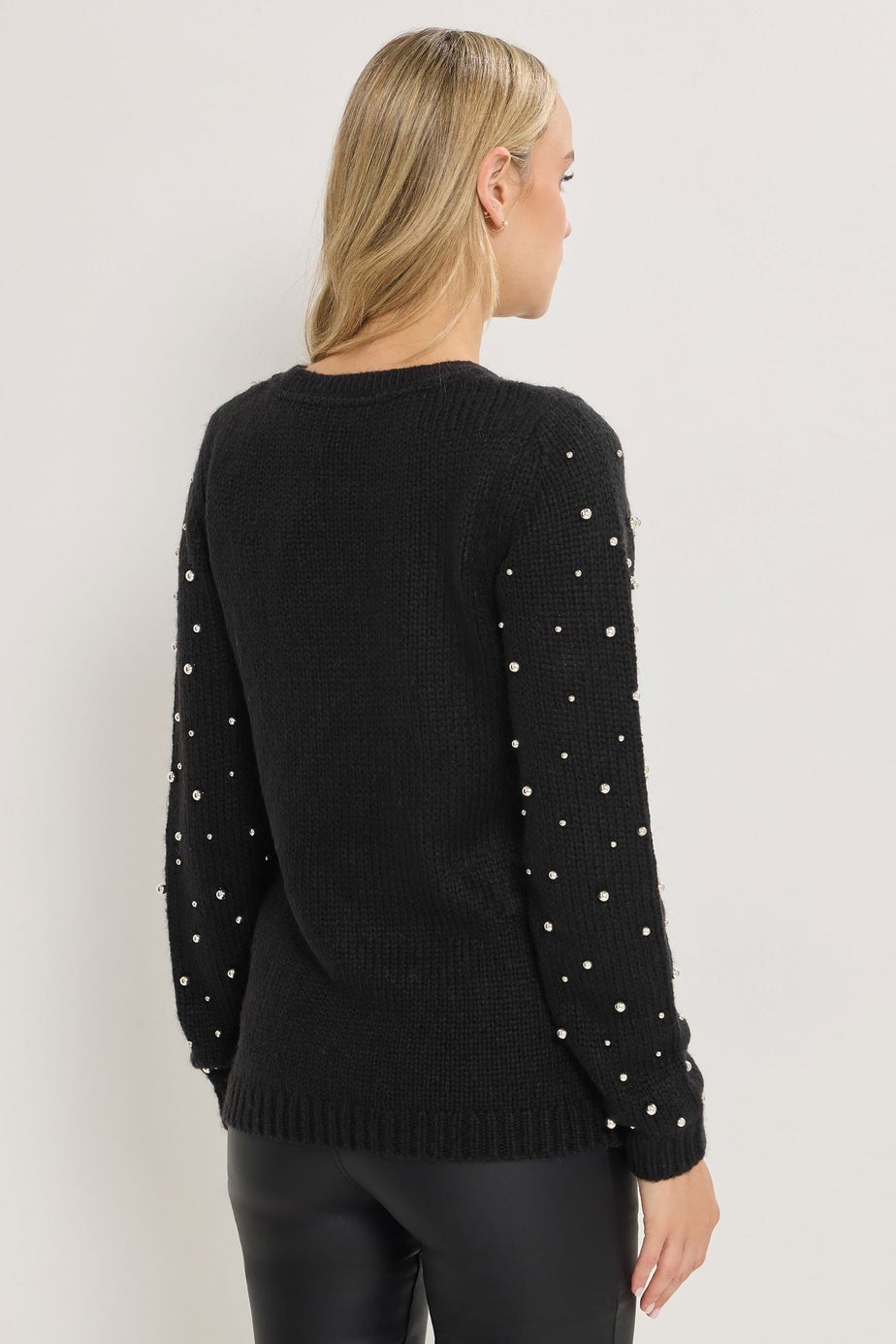 Long Tall Sally Black Stud Crew Neck Jumper