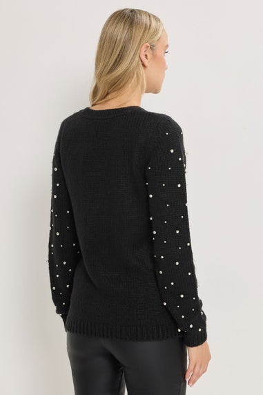 Long Tall Sally Black Stud Crew Neck Jumper