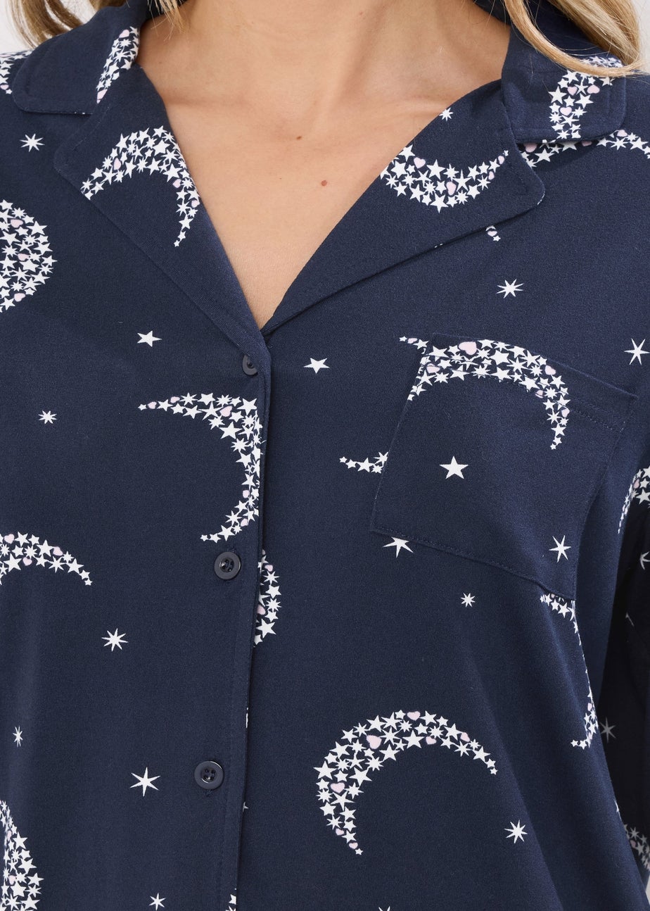 Long Tall Sally Navy Blue Soft Touch Moon Pyjama Set