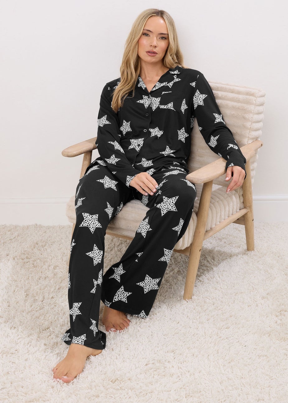 Long Tall Sally Black Soft Touch Star Pyjama Set