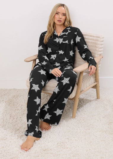 Long Tall Sally Black Soft Touch Star Pyjama Set