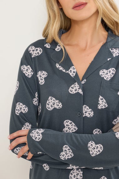 Long Tall Sally Grey Soft Touch Animal Heart Pyjama Set