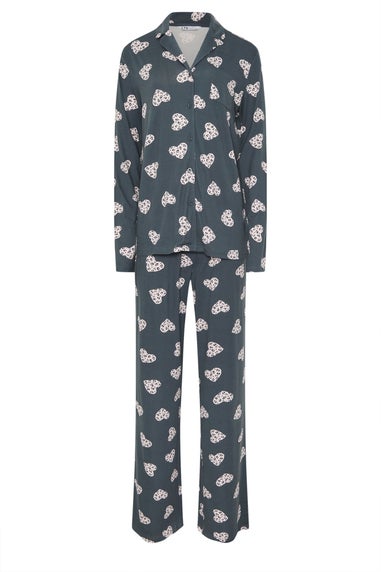 Long Tall Sally Grey Soft Touch Animal Heart Pyjama Set